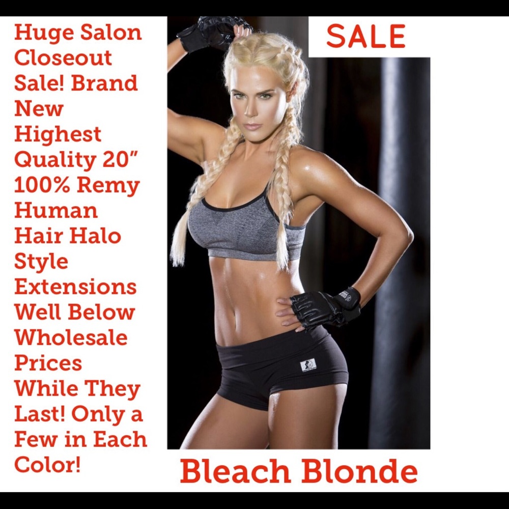 100% Remy Human Hair Extensions Halo Bleach Blonde